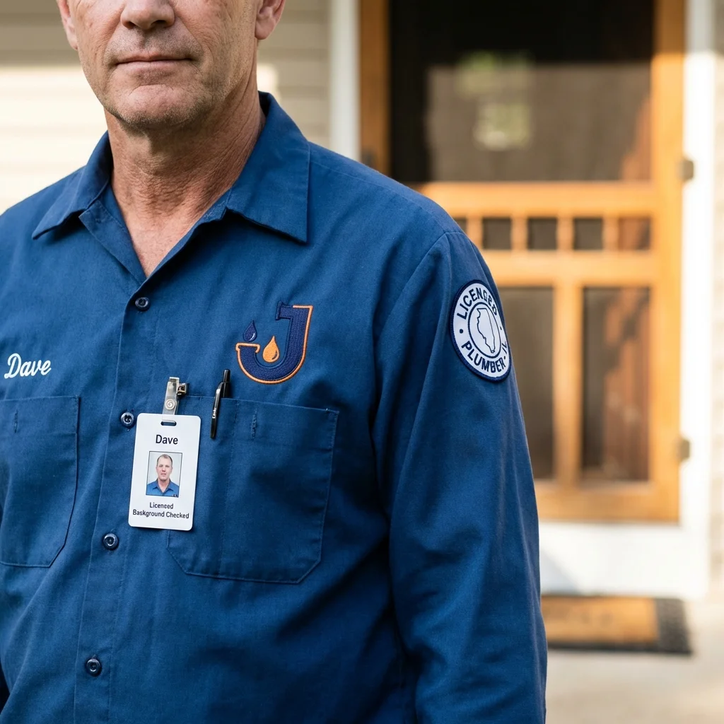 Licensed plumber showing ID badge in Ocean City, NJ