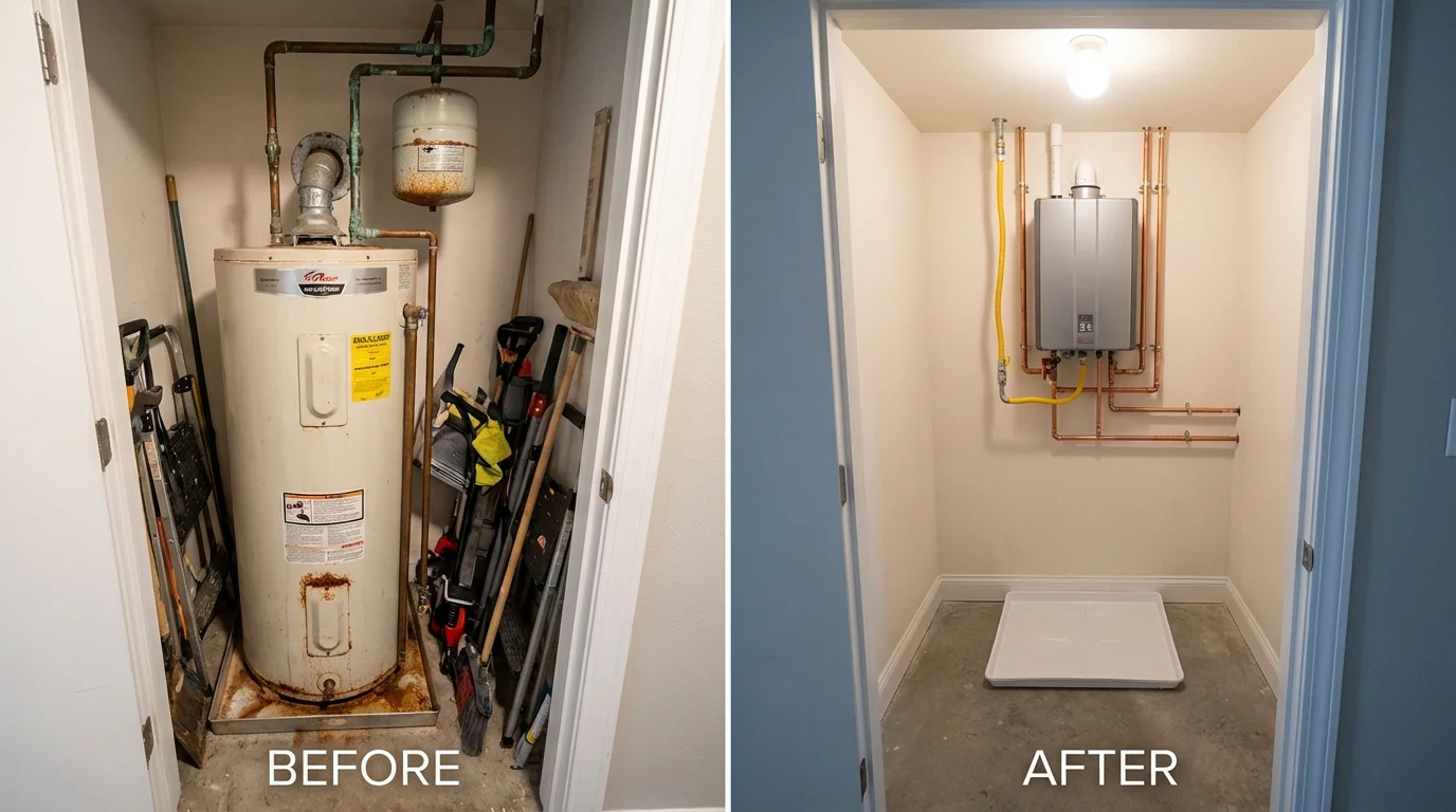 Tank water heater versus wall-mounted tankless unit comparison for Ocean City, NJ homeowners