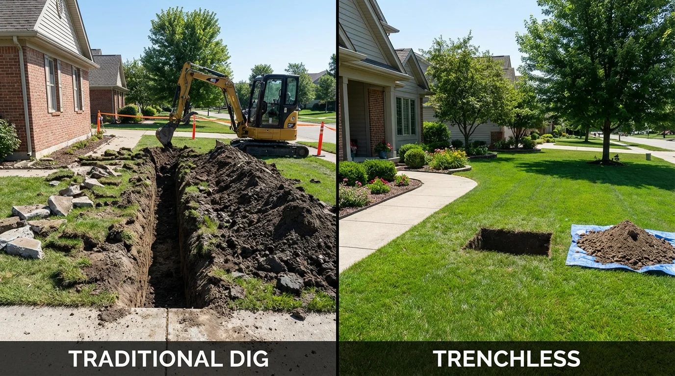 Trenchless sewer repair with minimal yard damage versus traditional excavation in Ocean City, NJ